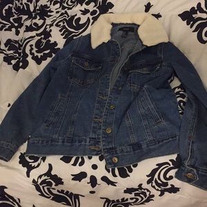 Forever 21 fur collar denim jacket